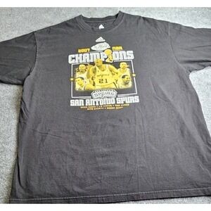 San Antonio Spurs 2007 NBA Champions XL Adidas‎ Black Tee Shirt No Flaws 1170